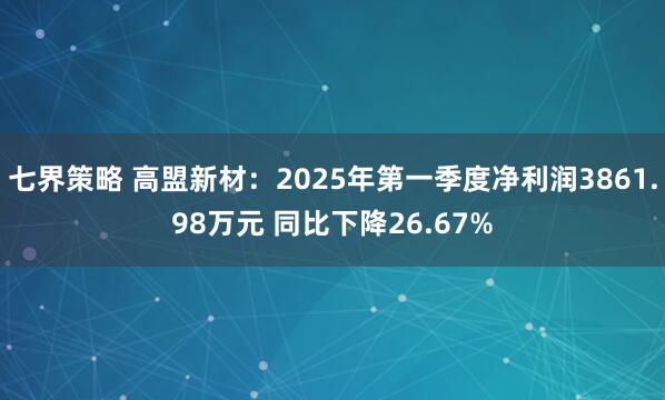 七界策略 高盟新材：2025年第一季度净利润3861.98万元 同比下降26.67%