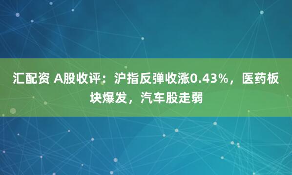 汇配资 A股收评：沪指反弹收涨0.43%，医药板块爆发，汽车股走弱