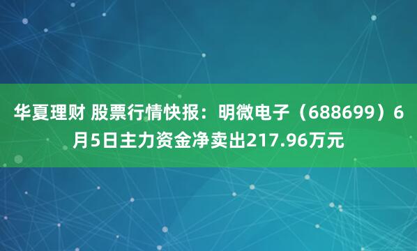 华夏理财 股票行情快报：明微电子（688699）6月5日主力资金净卖出217.96万元